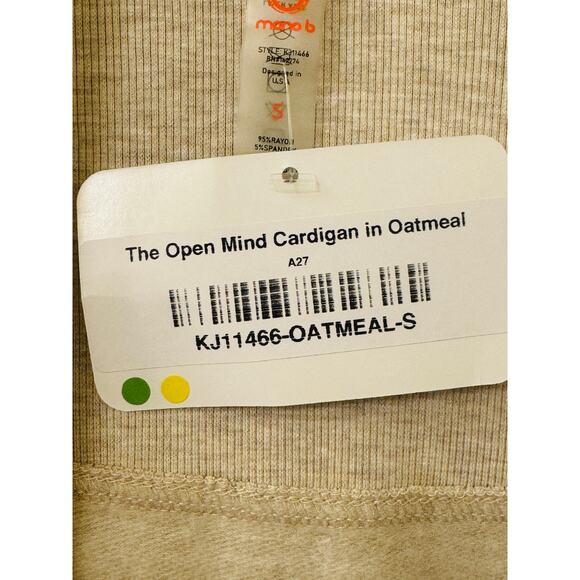 Mono B Long Line Beige Cardigan Back Yoke Sweater Drop Shoulder Pockets Size S - Picture 10 of 10